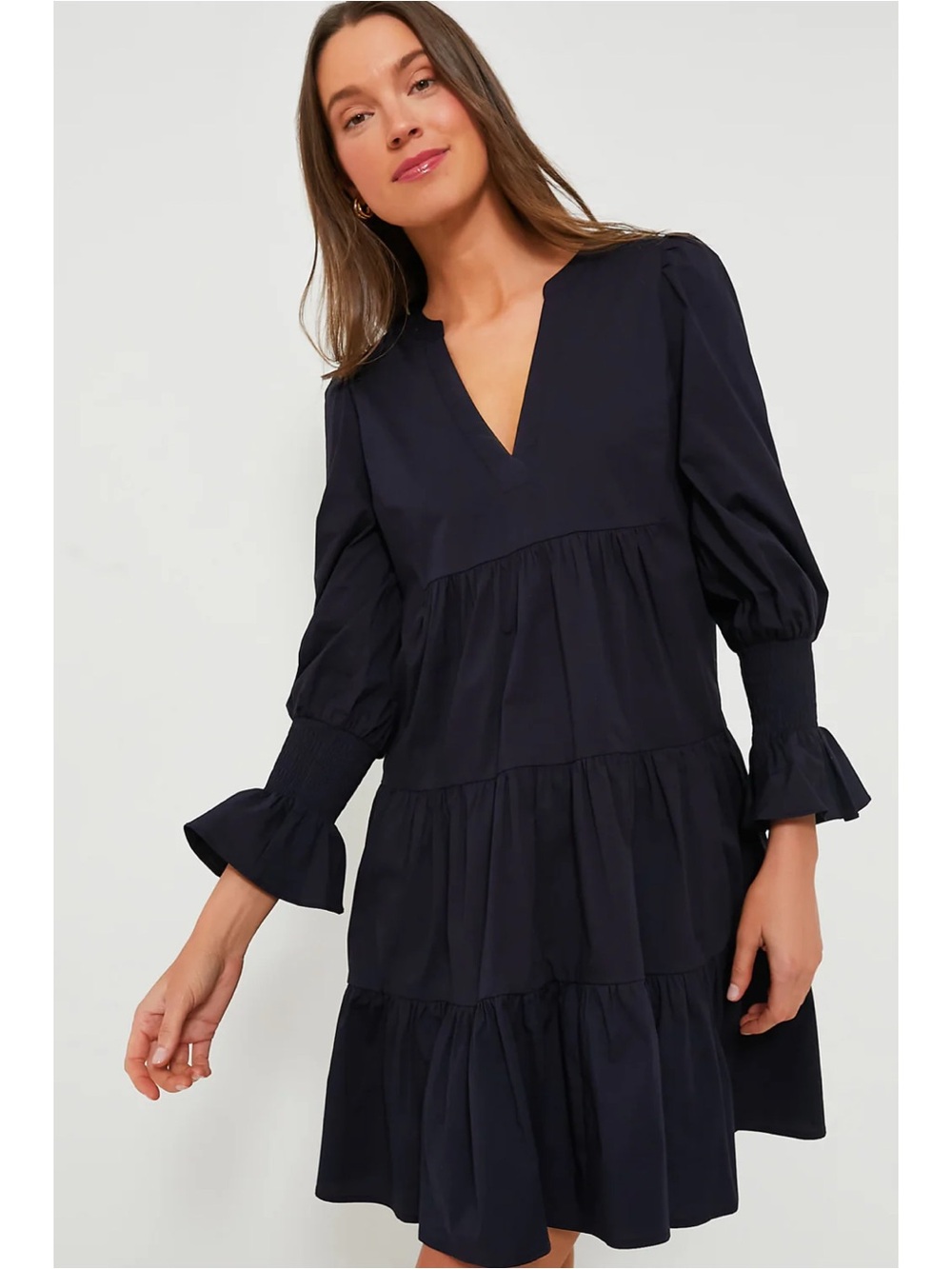 Pomander Place Navy Cotton Poplin Kenzo Dress in Navy Blue